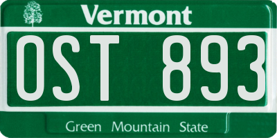 VT license plate OST893