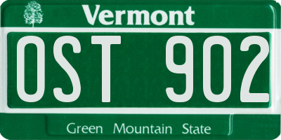 VT license plate OST902