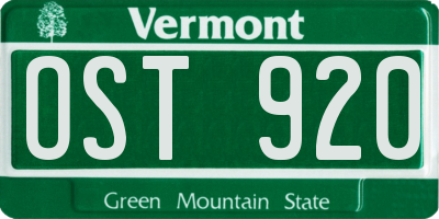 VT license plate OST920
