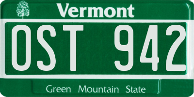 VT license plate OST942