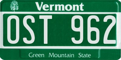 VT license plate OST962