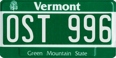 VT license plate OST996