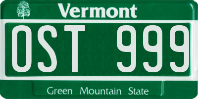 VT license plate OST999