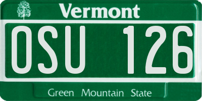 VT license plate OSU126