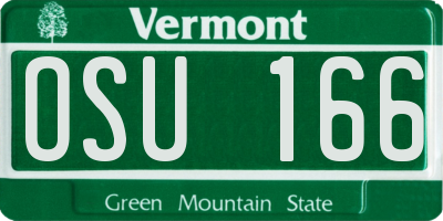 VT license plate OSU166