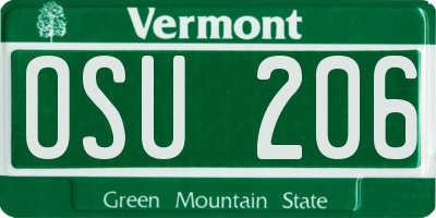 VT license plate OSU206