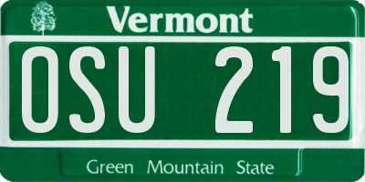 VT license plate OSU219