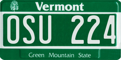 VT license plate OSU224