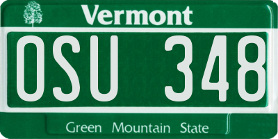 VT license plate OSU348