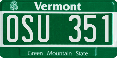 VT license plate OSU351