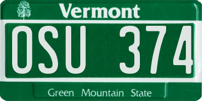 VT license plate OSU374