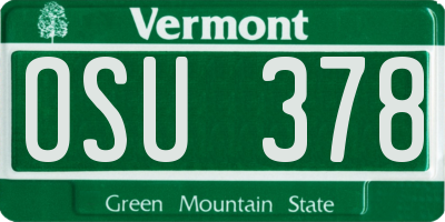 VT license plate OSU378