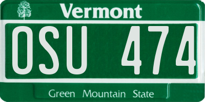 VT license plate OSU474