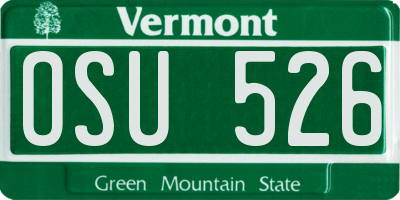 VT license plate OSU526