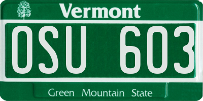 VT license plate OSU603