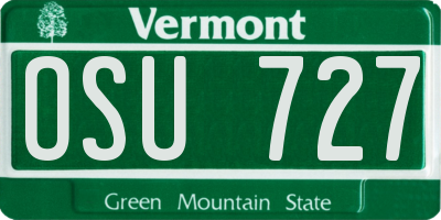 VT license plate OSU727