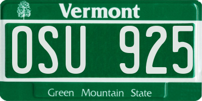 VT license plate OSU925