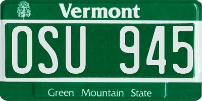 VT license plate OSU945