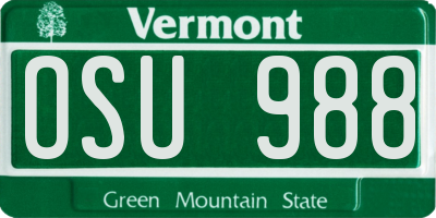 VT license plate OSU988
