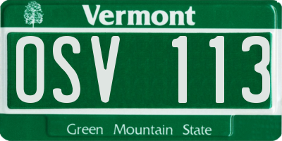 VT license plate OSV113
