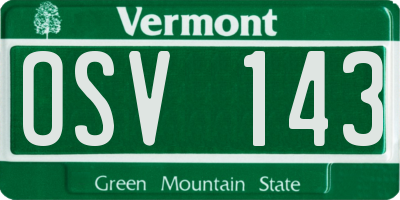 VT license plate OSV143