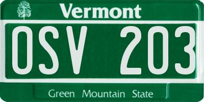 VT license plate OSV203