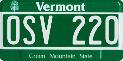 VT license plate OSV220