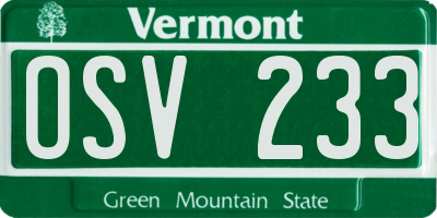 VT license plate OSV233