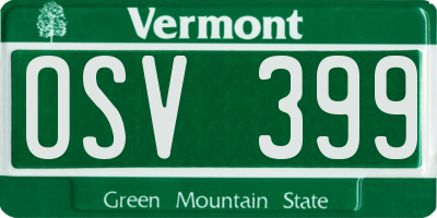 VT license plate OSV399