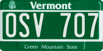 VT license plate OSV707