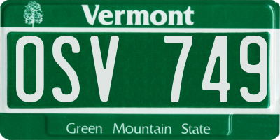 VT license plate OSV749