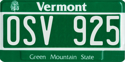 VT license plate OSV925