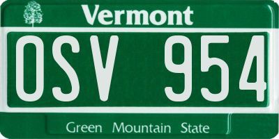 VT license plate OSV954