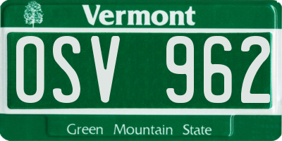 VT license plate OSV962