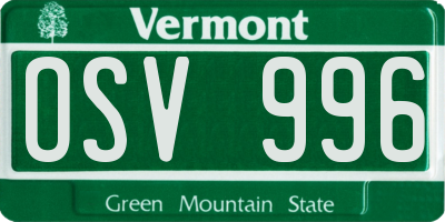 VT license plate OSV996