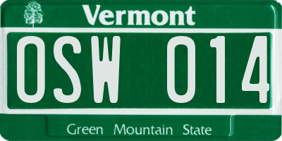 VT license plate OSW014