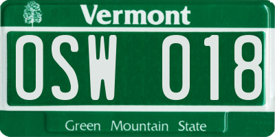 VT license plate OSW018