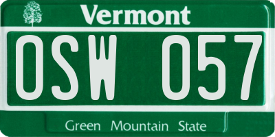 VT license plate OSW057
