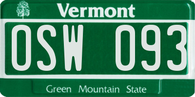 VT license plate OSW093