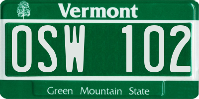 VT license plate OSW102