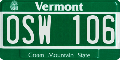 VT license plate OSW106