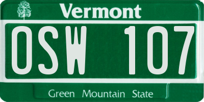 VT license plate OSW107