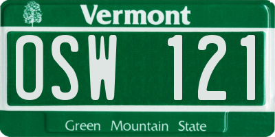 VT license plate OSW121