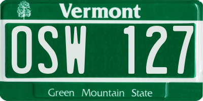 VT license plate OSW127