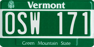 VT license plate OSW171