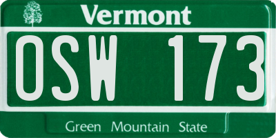 VT license plate OSW173