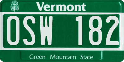 VT license plate OSW182