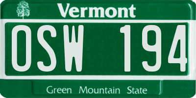VT license plate OSW194