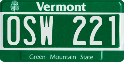 VT license plate OSW221