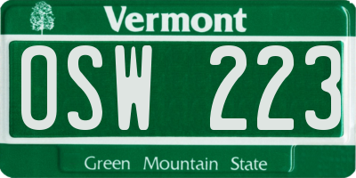 VT license plate OSW223